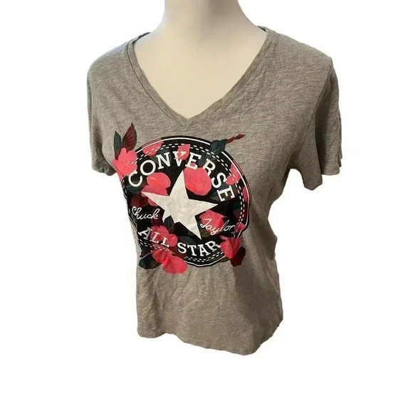 CONVERSE all star v neck womens tshirt size medium - Picture 3 of 4